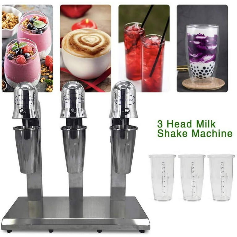 Miumaeov 110V Stainless Steel Milk Shake Machine, Milkshake Drink Mixer  Machine, for Commercial and Home Use (Double Head) 