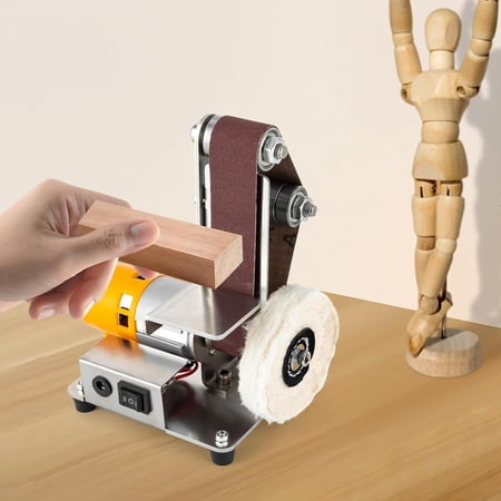 Miumaeov Mini Belt Sander - Electric Bench Grinder Sanding Machine, 7 Adjustable Table Top Grinder Polisher Buffer for DIY Craft Woodworking