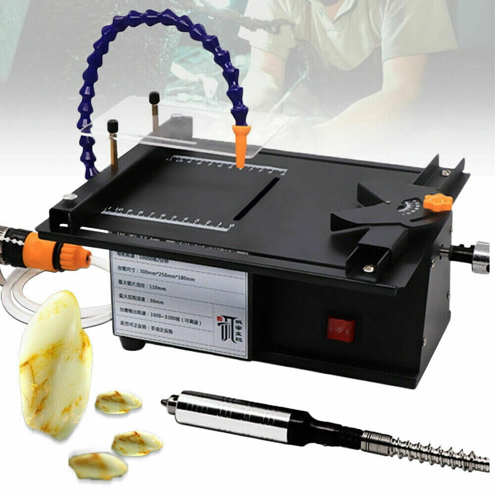 Miumaeov Mini Gem Cutting 110V Portable Table Saw Jade Carving Polishing Machine 3-in-1 Bench Grinder 7-Speed Adjustable Carving Machine Electric Gem Engraving Cutting Milling Bench Grinder
