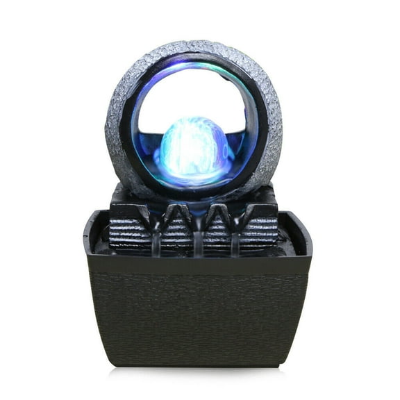 Miumaeov Mini Water Fountain Waterfall Desktop Table Decortion with LED Light Home Ornament