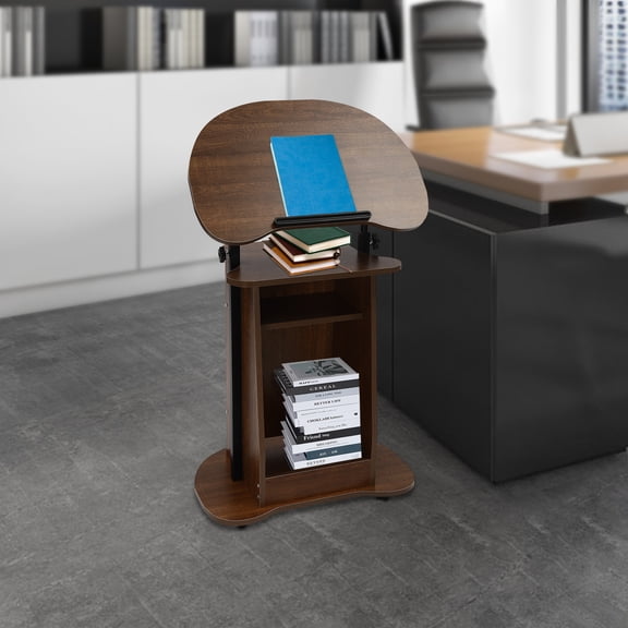 Miumaeov Mobile Podium Stand with Height Adjustable Portable Standing Laptop Cart Lecterns Pulpits for Concert Church Classroom