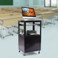 thumbnail image 1 of Miumaeov Mobile Utility AV Cart with Shelf Iron AV Presentation Cart Stand with 3-Outlet Power Strip and Cord Management for Video Projector Laptop Computer Height Adjustable 24'' x 18'' x 41'', 1 of 12