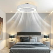 Miumaeov Modern Bladeless Ceiling Fan with Lights 22 Enclosed Ceiling Fan with Remote Control LED Dimmable Lighting Modes 3 Wind Speed and 3 Color White