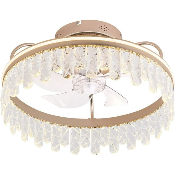 Miumaeov Modern Ceiling Fan Light LED Dimmable Flush Mount Lamp 6-Speed Ceiling Fan Lamp