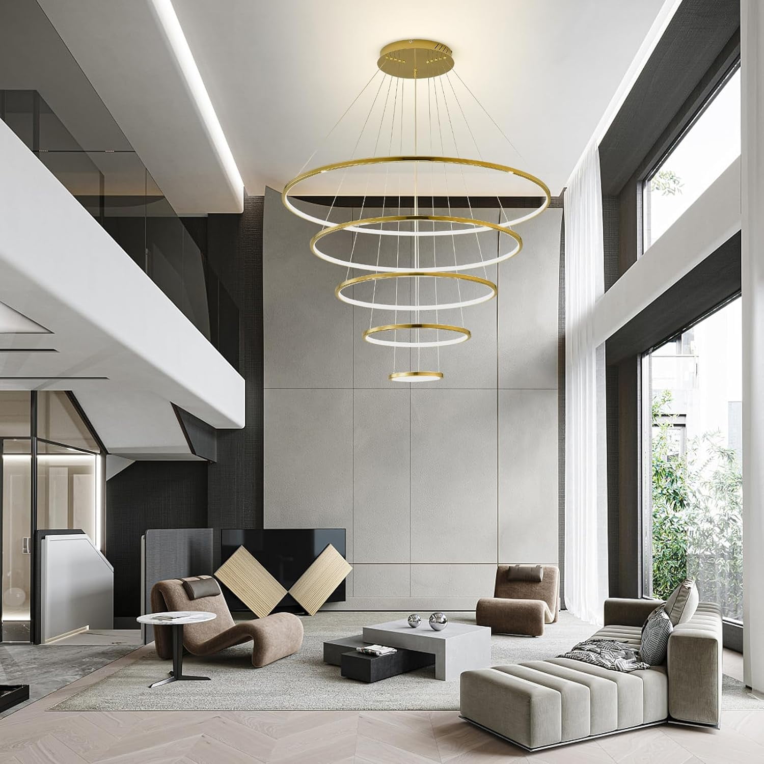 Miumaeov Modern Chandelier Dimmable Rings Chandelier Light