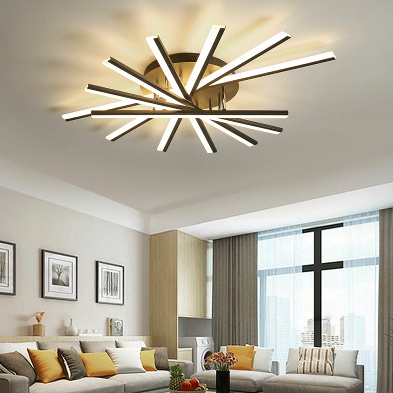 Miumaeov Modern Dimmable LED Ceiling Light Flush Mount Chandelier Lighting Fixture Acrylic Ceiling Lamp with Remote 3 Color Changes for Living Room Bedroom Kitchen Dining Room