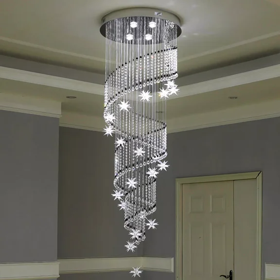Miumaeov Modern Dimmable LED Crystal Chandelier Rain Drop Ceiling Lamp Lighting Pendant Fixtures For Living Room