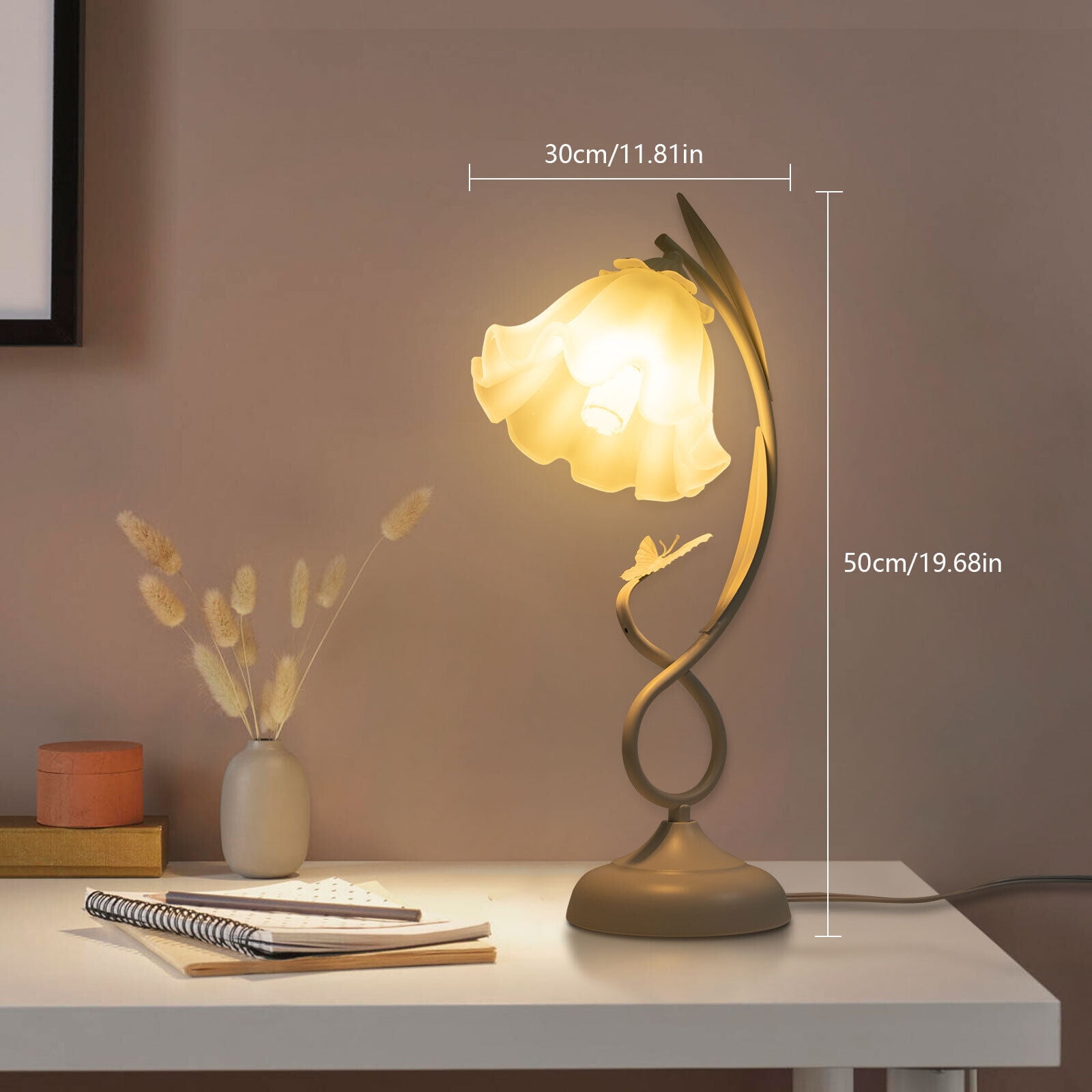Miumaeov Modern Flower Shape Table Lamp Bedside Reading Lamp Desk Light Decor For Study Room Bedroom White 110V 60W