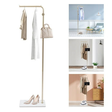 Miumaeov Modern Gold Metal Coat Rack 170cm 3 Hooks Marble Base Hats Scarves Hanging
