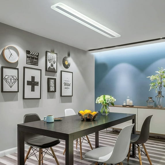 Miumaeov Modern LED Ceiling Lights Dimmable Flush Mount Ceiling Light Fixture with Remote Control Rectangular 48W Chandelier Light Pendant Lighting for Bedroom Living Room Dinning Room