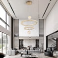 thumbnail image 1 of Miumaeov Modern LED Chandeliersr 2 Rings Dimmable Luxury Stainless Steel Ceiling Light for Dining Room Foyer Entryway Living Room, 1 of 16