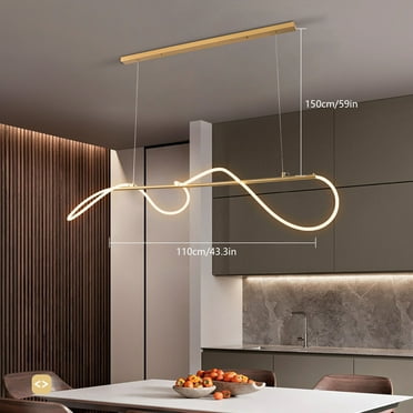 Miumaeov Modern LED Linear Wave Pendant Lamp Dining Room Hanging Chandelier Island Light