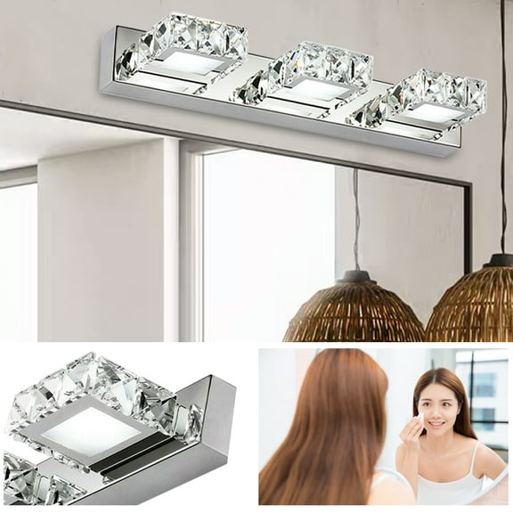Miumaeov Modern LED Vanity Light Fixtures Over Mirror LED Modern Crystal Toilet Wall Lamp Fixture