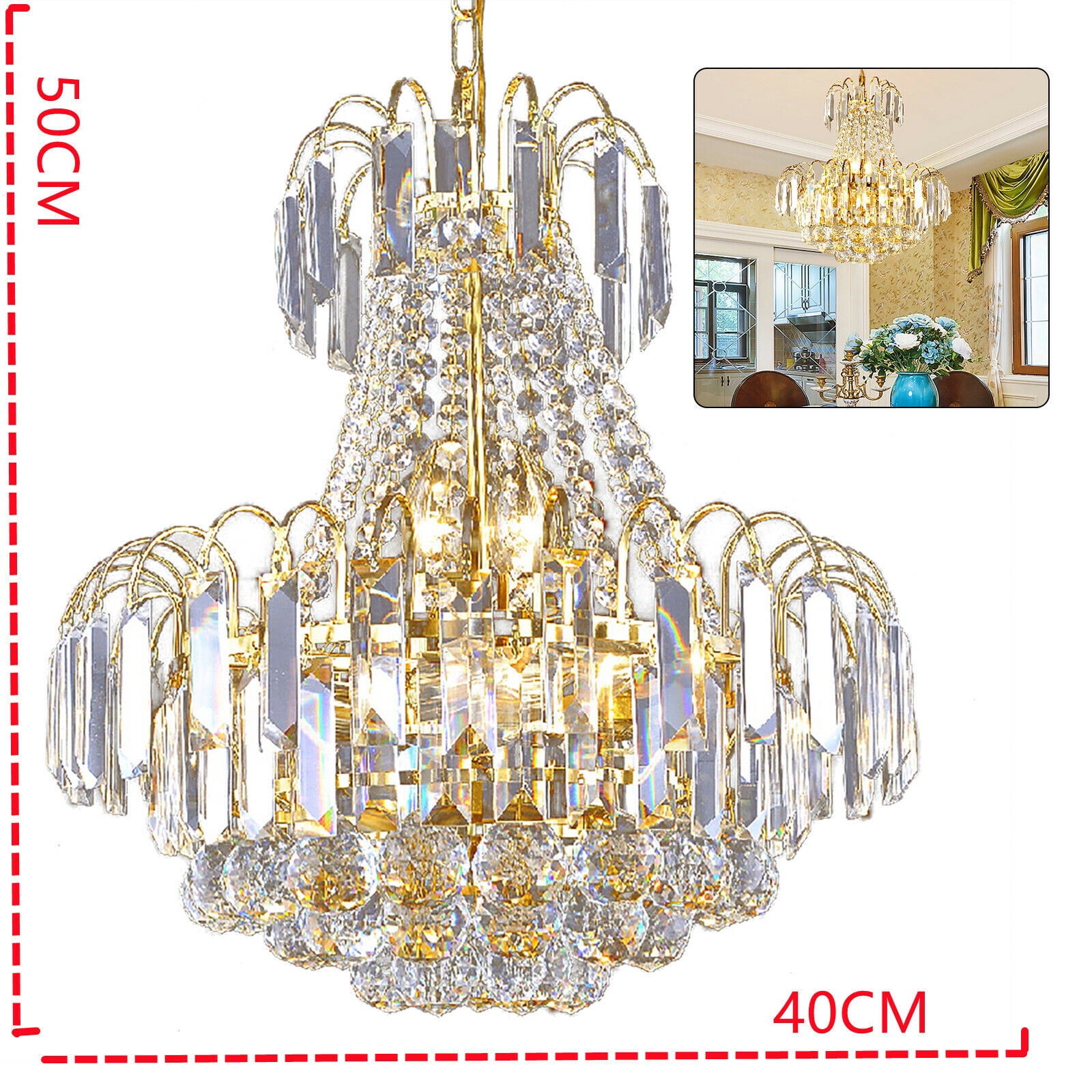 Miumaeov Modern Luxury K9 Crystal Chandelier Pendant Light Ceiling Lamp Lighting Fixture for Bedroom Living Room Dining Room