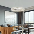 thumbnail image 1 of Miumaeov Modern Ring LED Crystal Chandelier Lighting Contemporary Large Gold Chandeliers Flush Mount Pendant Lighting for Living Dining Room Bedroom Diameter 31.5", 1 of 12