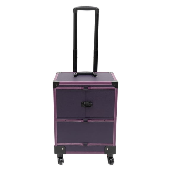 Miumaeov Modern Rolling Makeup Train Case Artist Trolley Cosmetic Organizer Box with Mirror