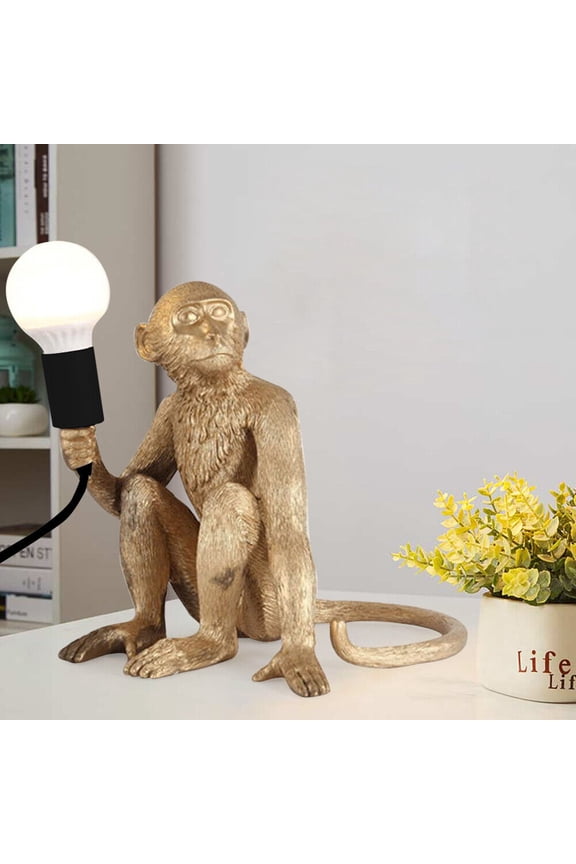 Miumaeov Monkey Table Lamp Vintage Resin Monkey Table Light Industrial Table Fixture for Living Room Children's Room Bedroom Office