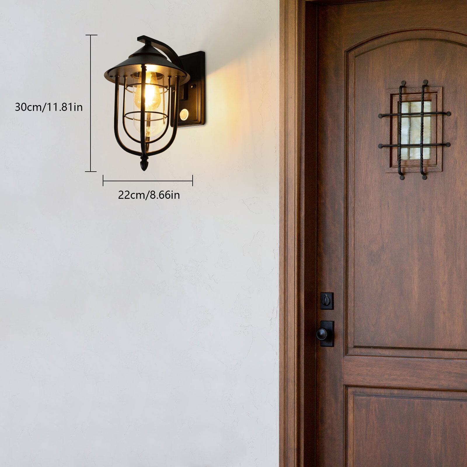 Miumaeov Motion Sensor Outdoor Wall Light Waterproof Dusk to Dawn Exterior Porch Sconce Light Fixture Wall Lanterns with Seeded Glass Outside Lamp