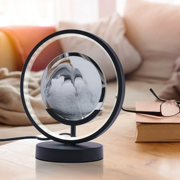 Miumaeov Moving Sand Art Picture with LED Light 3D Deep Sea Motion Display Table Lamp for Home Office Desk Decor Black