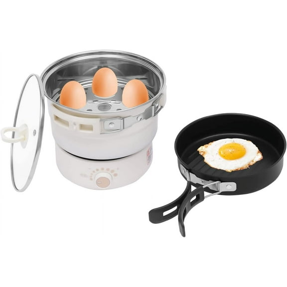 Miumaeov Multi-functional Portable Split Electric Hot Pot with Foldable Handles 110V (White)