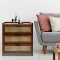 thumbnail image 1 of Miumaeov Nightstand with Drawer, Mid-Century Modern End Table, Bamboo Accent Sofa Side Table Bedside Table for Small Spaces, Bedroom, Living Room (Dark Brown), 1 of 9