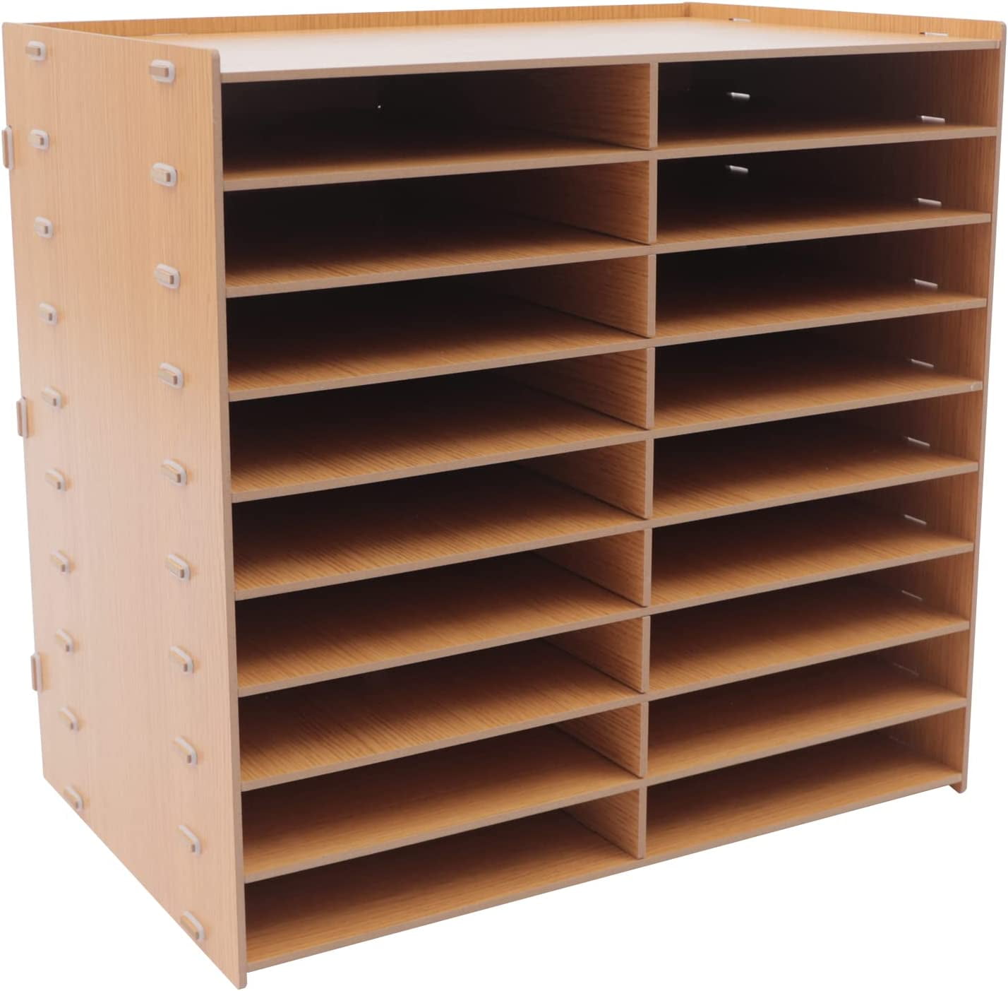Miumaeov Office Desk Desktop Organizers, 9-Tier Golden Oak Accessories Letter Tray Paper Holder File Document Rack Shelf Literature Bill Organizer Rack