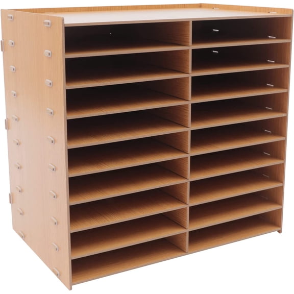 Miumaeov Office Desk Desktop Organizers, 9-Tier Golden Oak Accessories Letter Tray Paper Holder File Document Rack Shelf Literature Bill Organizer Rack