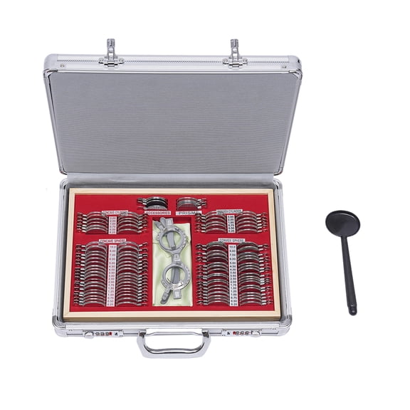 Miumaeov Optical Trial Lens Set 104 pcs/set Precise Optical Lens Optometry Kit Metal Rim Optometry Test Trial Frame with Aluminium Case