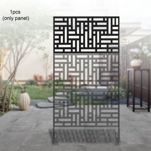 Miumaeov Outdoor Decorative Screen Panel Decorative Privacy Screen Panels Metal Privacy Screen for Indoor/Outdoor Divider for Garden Patio Backyard Black