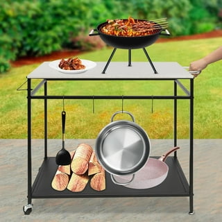 Outdoor Grill Cooking Accessories, Space Saving Grill Storage Rack with Magnetic Tool Holder and 6 J Hooks