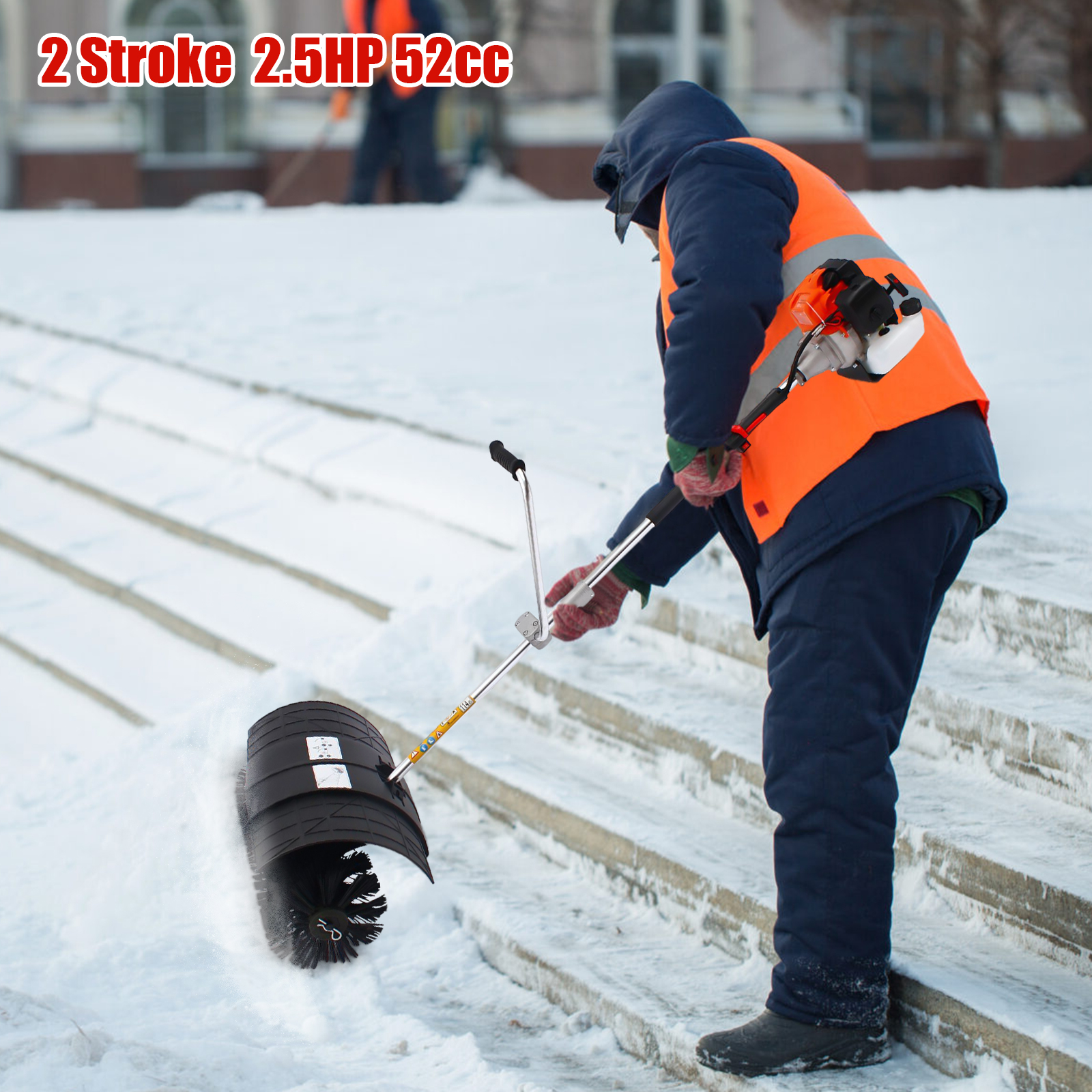 Miumaeov Outdoor Handheld Sweeper 2.5HP 52CC Engine Sweeping Broom 2