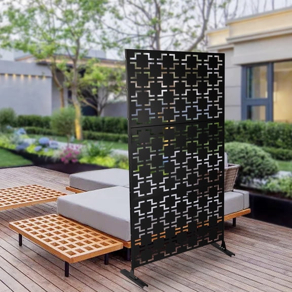 Miumaeov Outdoor Privacy Screens Decorative Privacy Screen with Stand Free Standing Decor Metal Privacy Screen for Balcony Patio Garden Backyard Porch Metal Divider