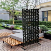 Miumaeov Outdoor Privacy Screens Decorative Privacy Screen with Stand Free Standing Decor Metal Privacy Screen for Balcony Patio Garden Backyard Porch Metal Divider