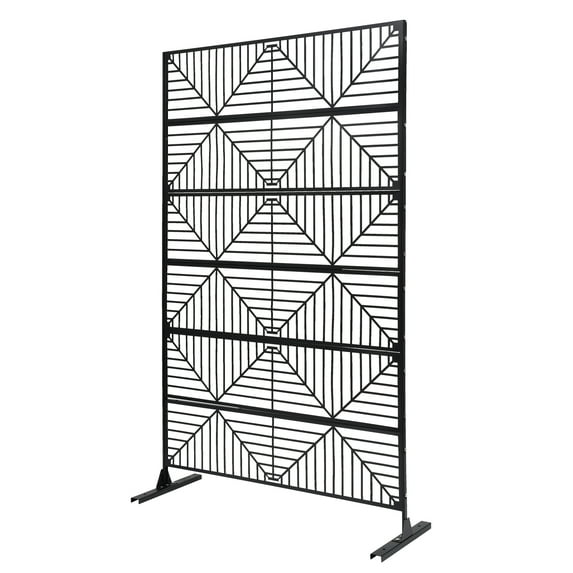 Miumaeov Outdoor Privacy Screens and Panels for Patio Metal Privacy Fence Screen with Freestanding Decorative Room Divider for Balcony Deck Garden Backyard Swimming Pool, Black (Stripe)