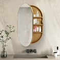 thumbnail image 1 of Miumaeov Oval Wall Cabinet with Mirror 3 Tiers Storage Cabinet with Swing Door for Toilet Bathroom 19.76" x 30.82", 1 of 12