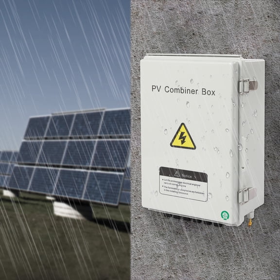 Miumaeov PV Combiner Box 6 String Solar Combiner Box with 15A Rated Current Fuse 63A Circuit Breaker Lightning Arreste and Solar Connector for On/Off Grid Solar Panel System IP65 Waterproof