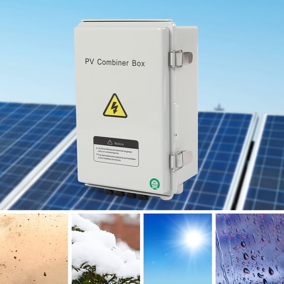 Miumaeov PV Combiner Box for On/Off Grid Solar Panel System with 6 Strings 15A Rated Current Fuse 63A Circuit Breaker Surge Protection Device LED Indicator IP65 Waterproof Wide Compatibility