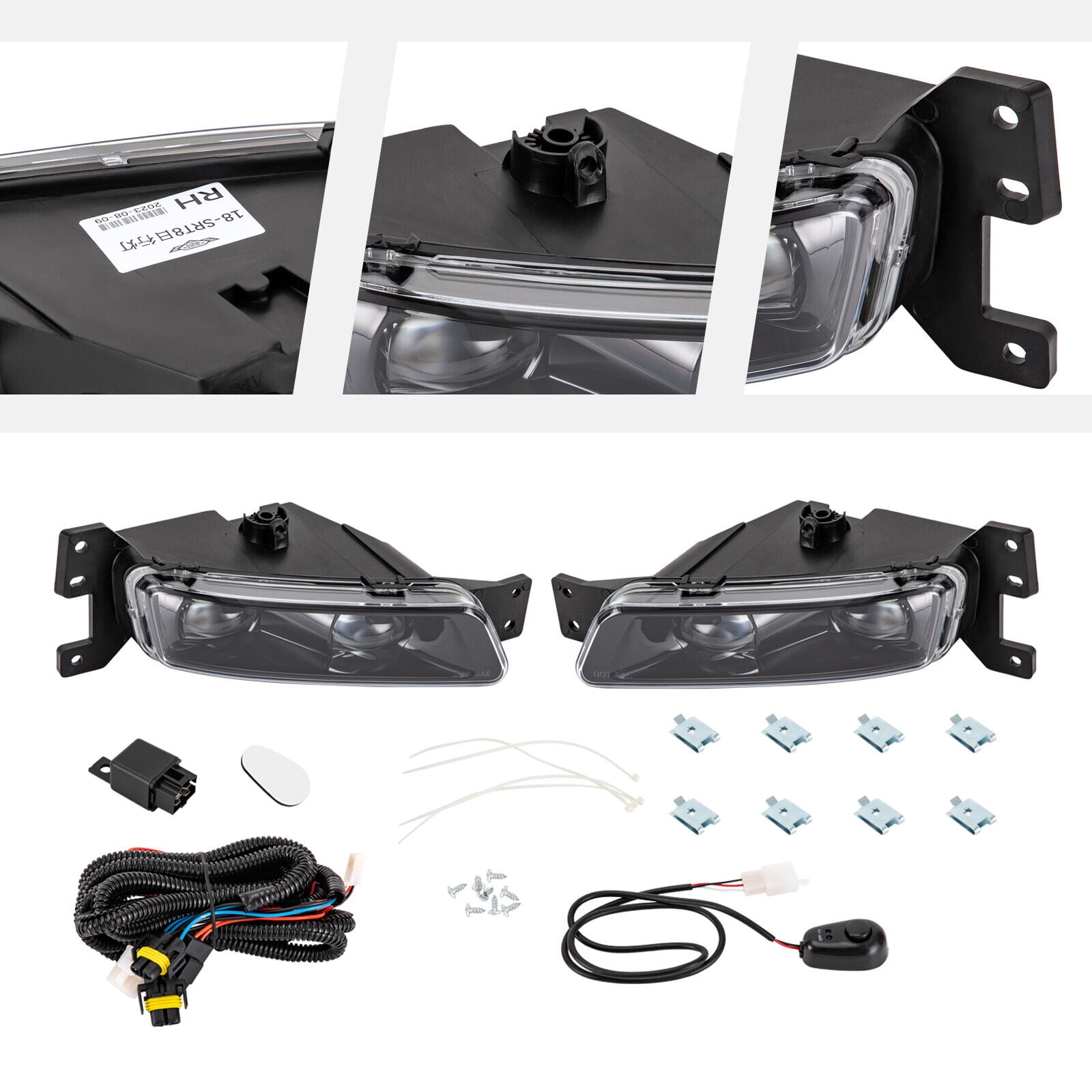 LED Fog Light Kit For 2009-2014 Nissan Murano - Pair, 55W 6000K White, H11, Plug & Play, Black Housing