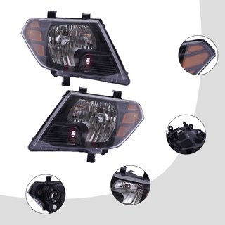 Pair Of Black Headlight Assemblies For 2009-2021 Nissan Frontier - Left & Right Halogen