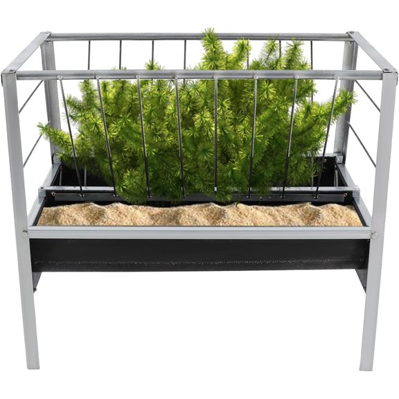 Miumaeov Pasture Hay Feeder, 2 in 1 Livestock Feeding Trough, Large Capacity Hay Grain Livestock Feeder for Calves, Goats, Sheep, Horses