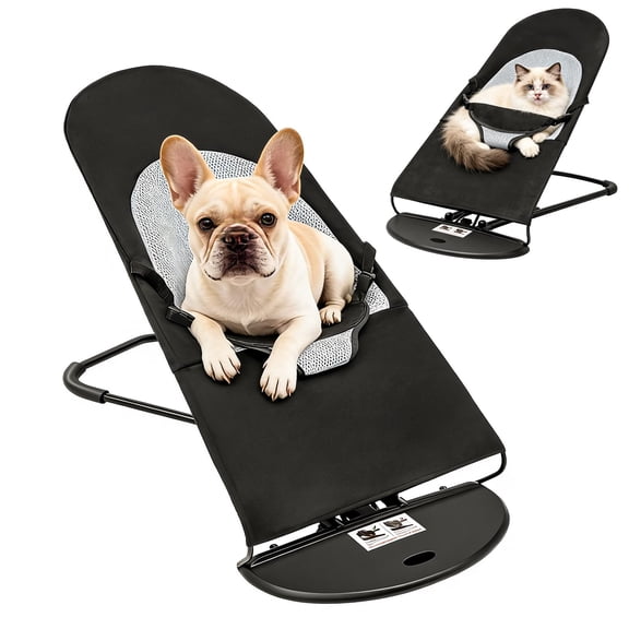 Miumaeov Pet Rocking Chair for Small Dogs & Cats, Portable Foldable Dog Bed with 3-Level Height, Breathable Mesh Cover, No Assembly