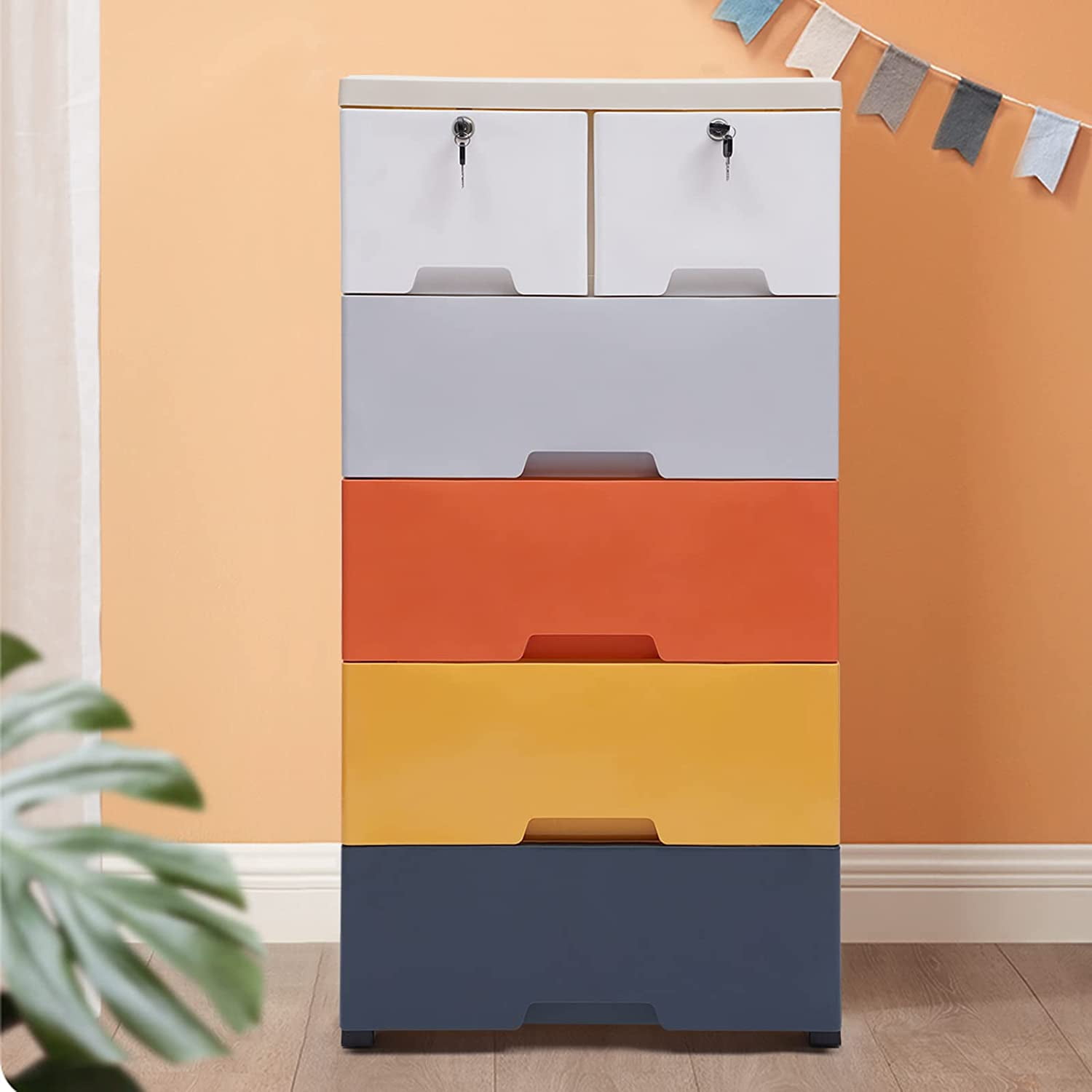 Miumaeov Plastic Drawers for Clothes, Storage Cabinet with 6 Drawers ...