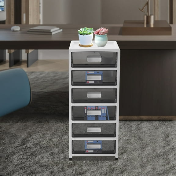 Miumaeov Plastic Drawers Dresser with 6 Drawers Plastic Tower Closet Organizer with Wheels for Office Apartments Condos and Dorm Room 13.8 x 10.2 x 32.8inches