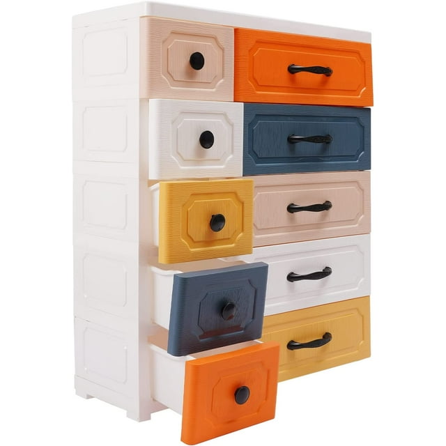 Miumaeov Plastic Storage Dressers Storage Drawer Units Large Colorful