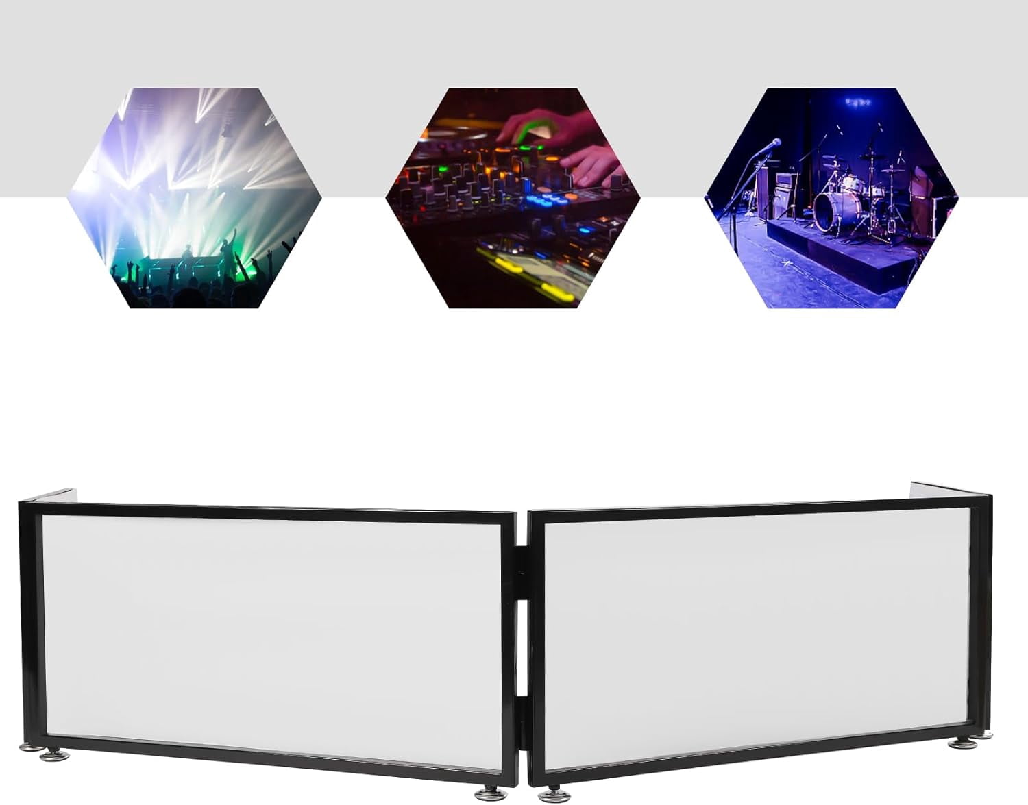 Studio DJ Mobile – Façade Pliante 4 Sections – Table Top DJ Booth – Noir & Blanc
