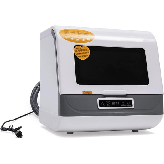 Miumaeov Portable Automatic Mini dishwasher, Countertop Dishwasher with 6 Programs, 360 Degree Spraying Water, 75C Hot Air Drying, for Home, Small Apartments