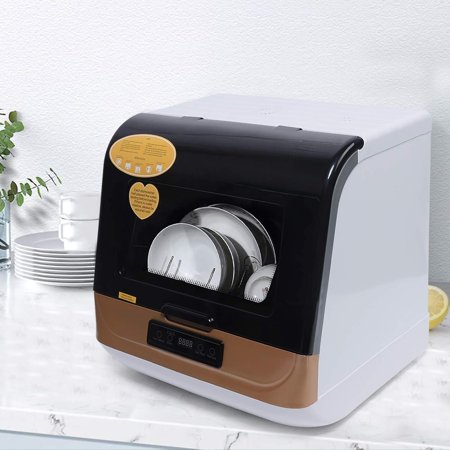 Miumaeov Portable Countertop Dishwasher 5L Compact Dishwashers with Built-in Water Tank&Inlet Hos 4Washing Programs Heating+Air-Dry