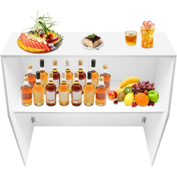 Miumaeov Portable Folding Bar Table 110lbs Load Capacity White Modern Event Bar for Parties Ideal for BBQ Wedding Catering