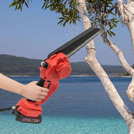 Miumaeov Portable Mini Chain Saw Battery Powered 8 Inch Cordless Electric Chain Saw for Tree Trimming Wood Cutting