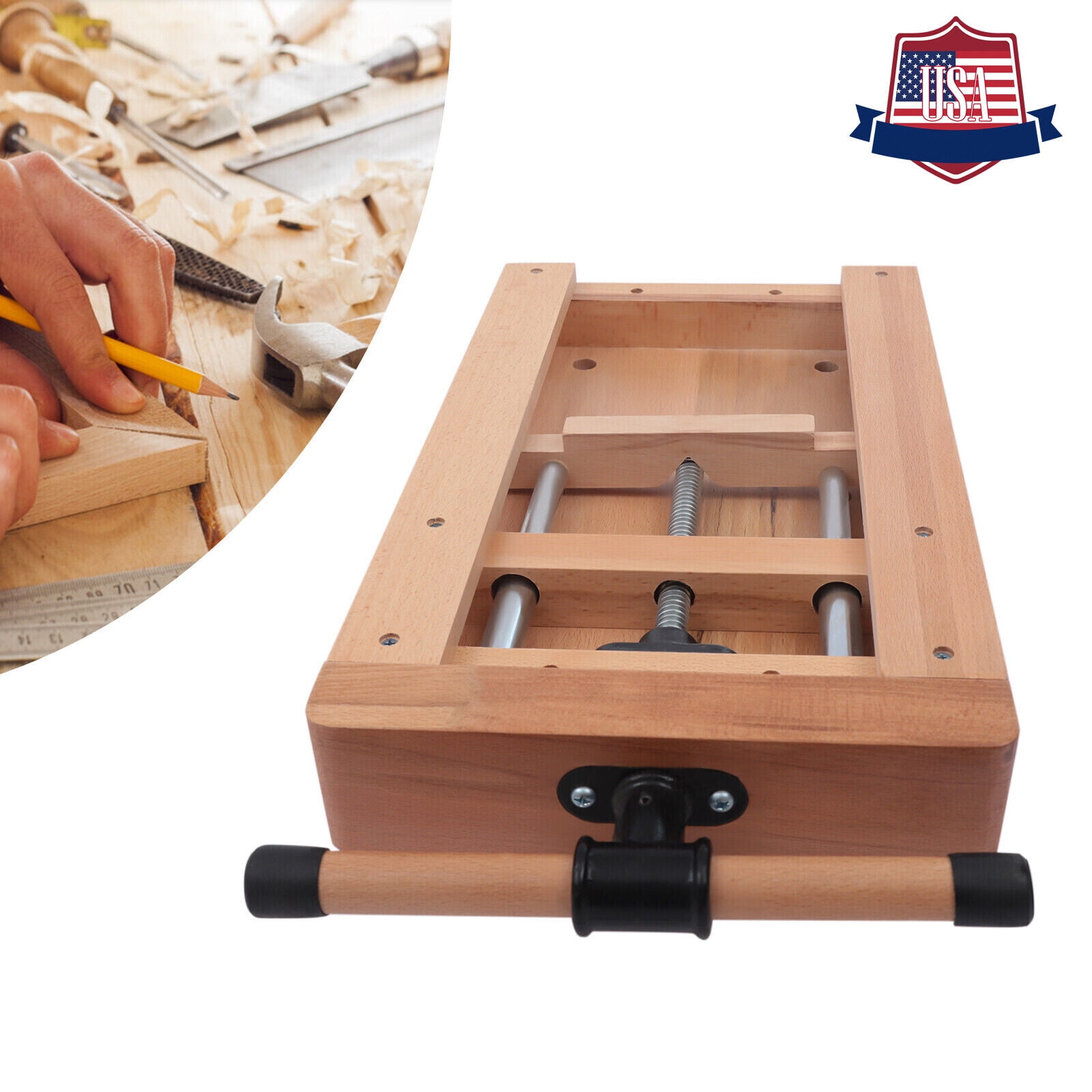 Miumaeov Portable Wood Vice w/2x G-type Fixing Clips Workbench Woodworking Vise Desktop